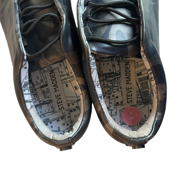 Steve Madden Black and Silver metallic Camo Platform Trainers US 7 - Picture 5 of 6
